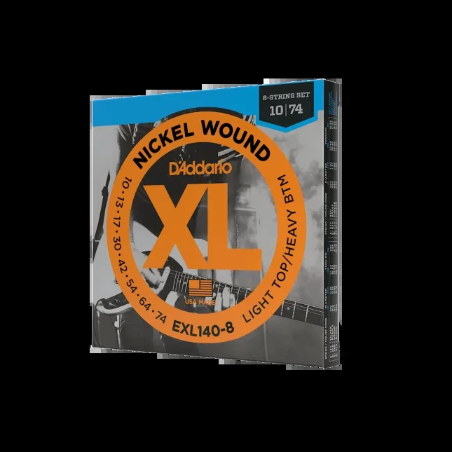 10-74 Light Top/Heavy Bottom 8-String, XL Nickel Electric Guitar Strings