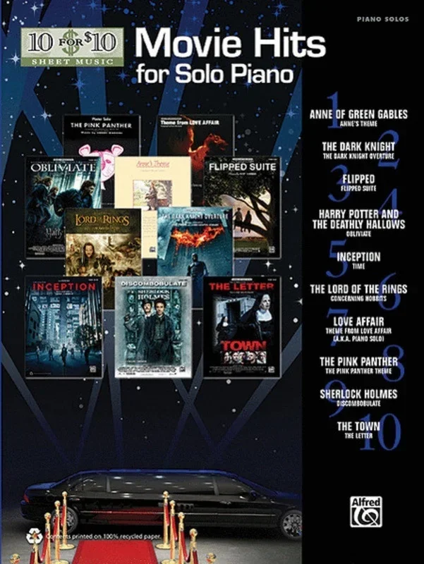 10 For 10 Movie Hits Solo Piano Book