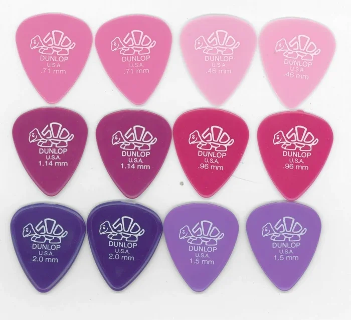 12 x Jim Dunlop Delrin 500 Guitar Picks Mixed Gauges 41R