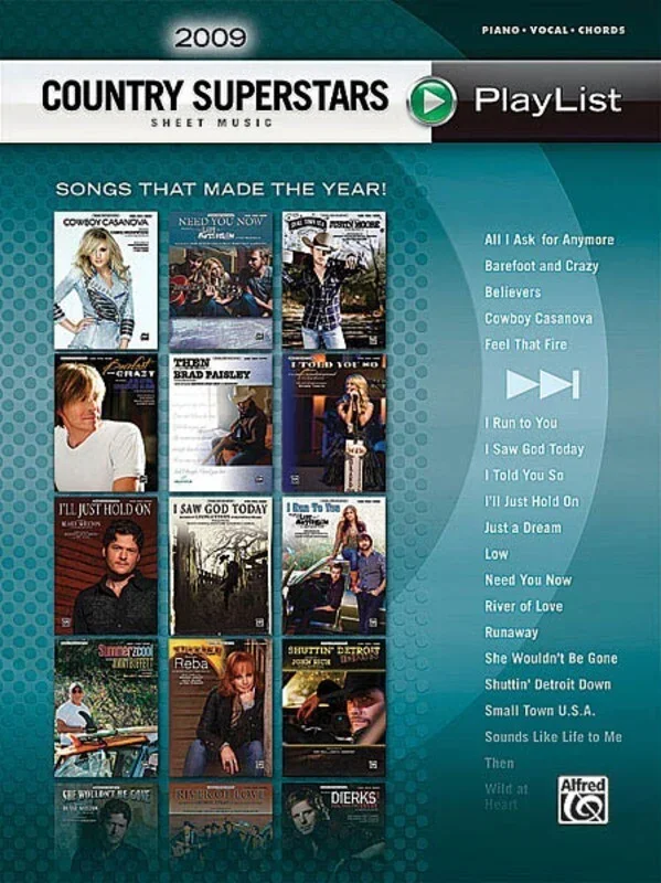 2009 Country Superstars Sheet Music Playlist PVG (Softcover Book)