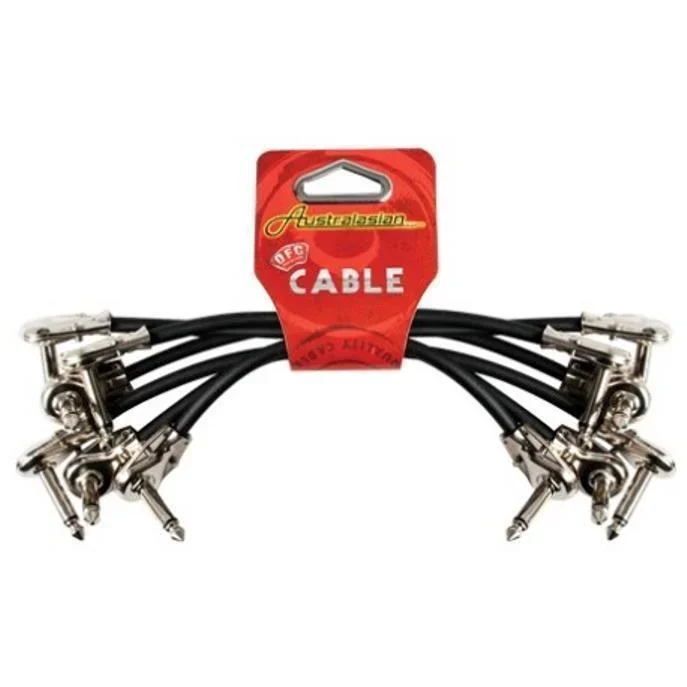 6 x Australasian 6 Inch Patch Lead Cable Right Angle Pedal Boards