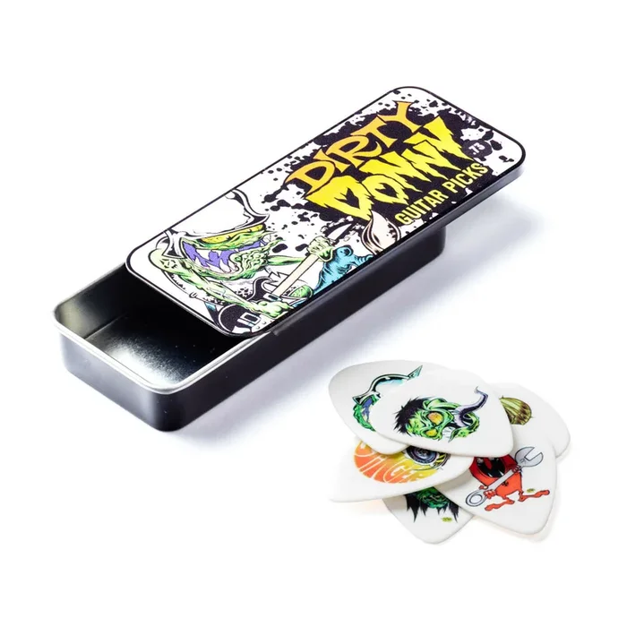 6 x Jim Dunlop DIRTY DONNY Gtr Picks COLLECTABLE PICK TIN 0.60mm *New*