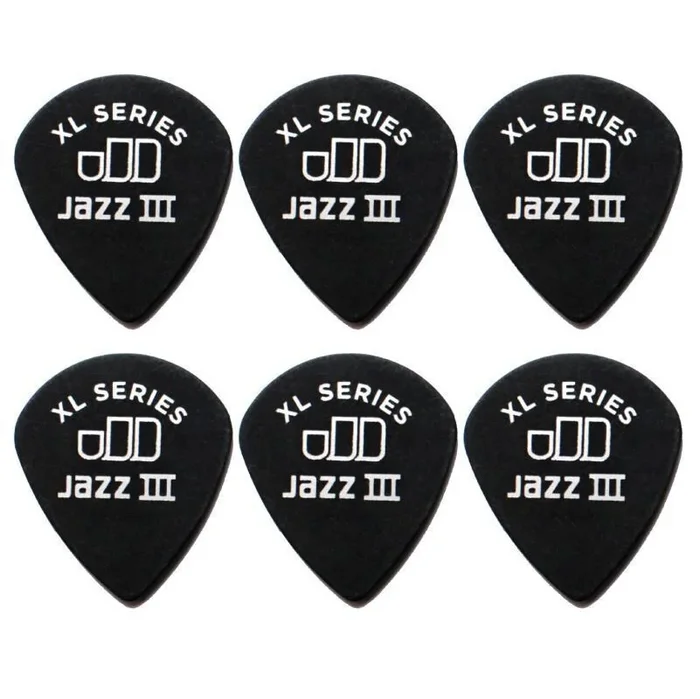 6 x Jim Dunlop Tortex Jazz 3 XL Black 1.35mm Guitar Picks III Free Post
