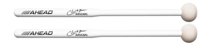 Ahead Chavez “Arsenal 1″ Bass Drum Mallets 14.50″ Long x 1.50″ Head White 18-22” Bass
