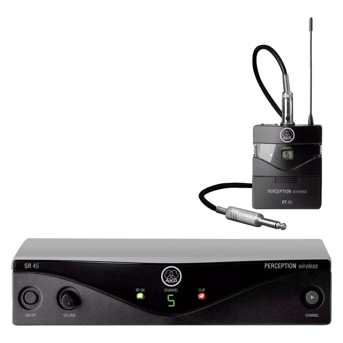 AKG PW45INST Perception Wireless Instrument Set with MKGL Cable – Lightweight PT45 Body-Pack Transmitter, Professional Mini XLR Connector