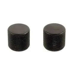 Allparts MK-0115-003 Metal Barrel Knobs – Black (Pair)