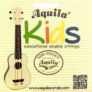 Aquila Kids Coloured Ukulele String Set for Soprano, Concert and Tenor Ukuleles with Tutorial Booklet & Sticker