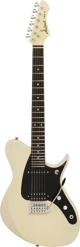 Aria J Series J-1 Electric Guitar, See-Thru Vintage White, Solid Poplar Body, Maple Neck, Rosewood Fingerboard, Alnico-5 Pickups