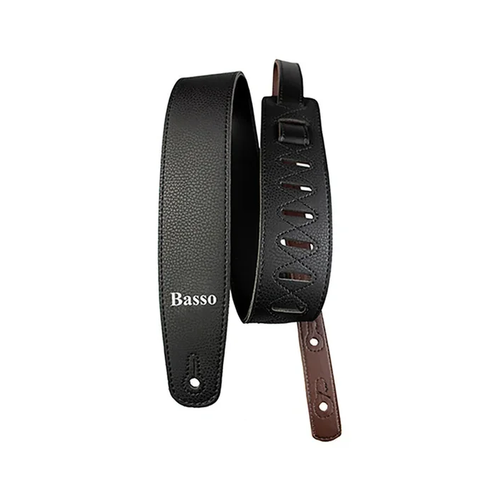 Basso Vintage Black Synthetic Guitar Strap VTL01 – Adjustable 100-150cm Length, 6cm Width