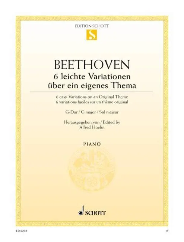Beethoven – 6 Easy Variations G Woo 77 Piano (Softcover Book)
