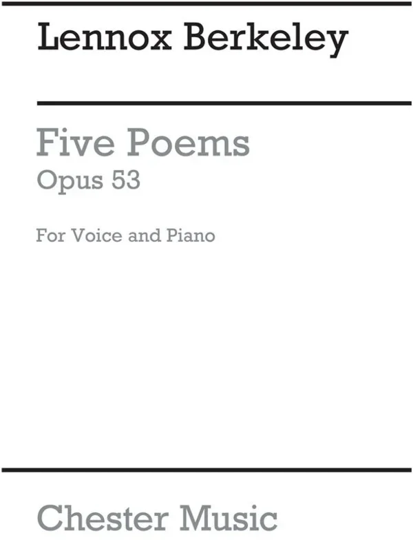 Berkeley 5 Poems Op 53 Voice And Piano (Softcover Book)