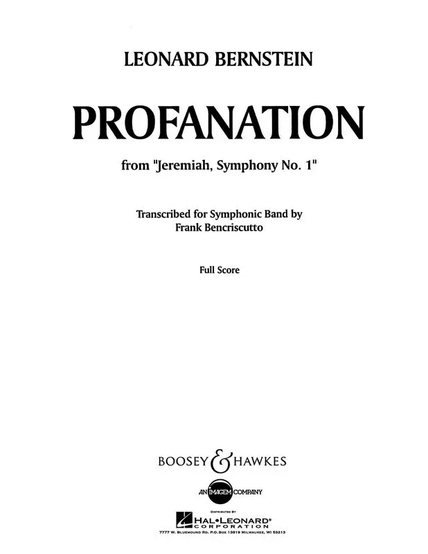 Bernstein – Profanation Score/Parts