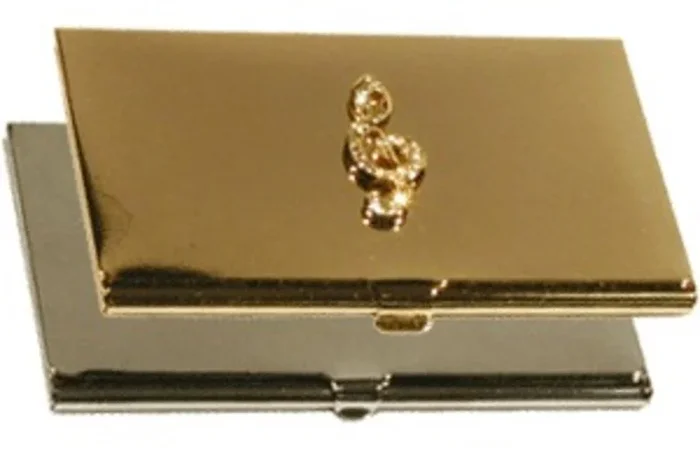 Business Card Holder G Clef Gold Rhinestone