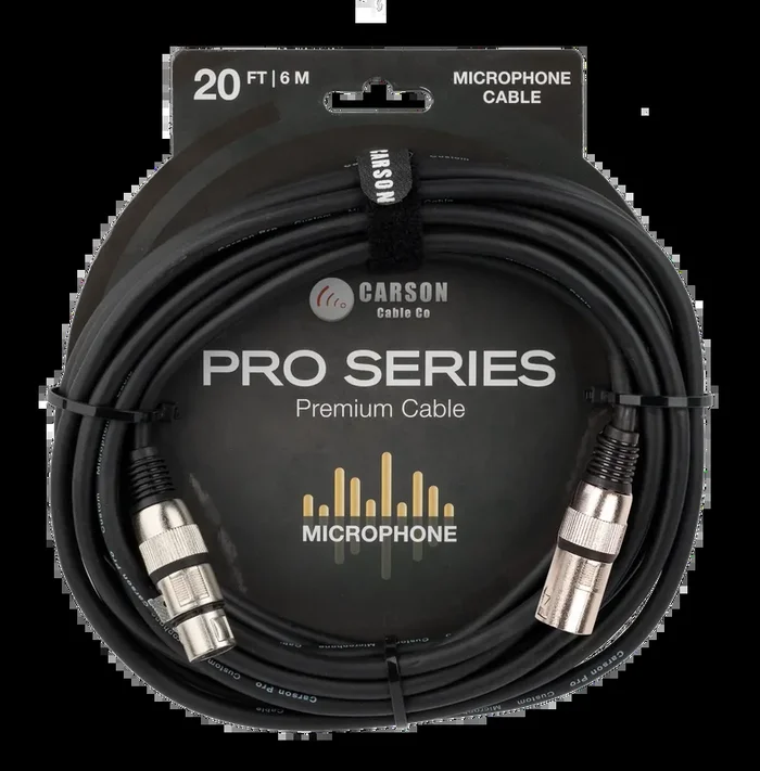 Carson Cable Co Pro 20 FT Microphone Cable Female XLR to Male XLR