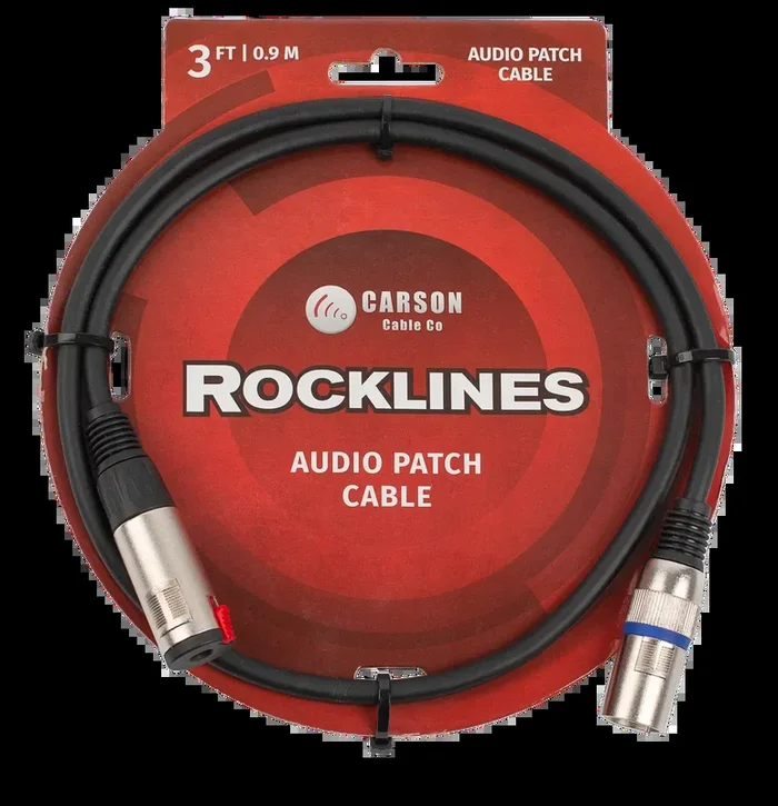 Carson Cable Co Rocklines 3ft Audio Cable 6.3mm Mono Socket to Male XLR