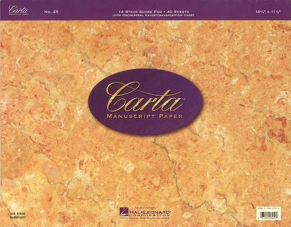 Carta Manuscript Paper – Professional – 14-3/4 x 11-1/2