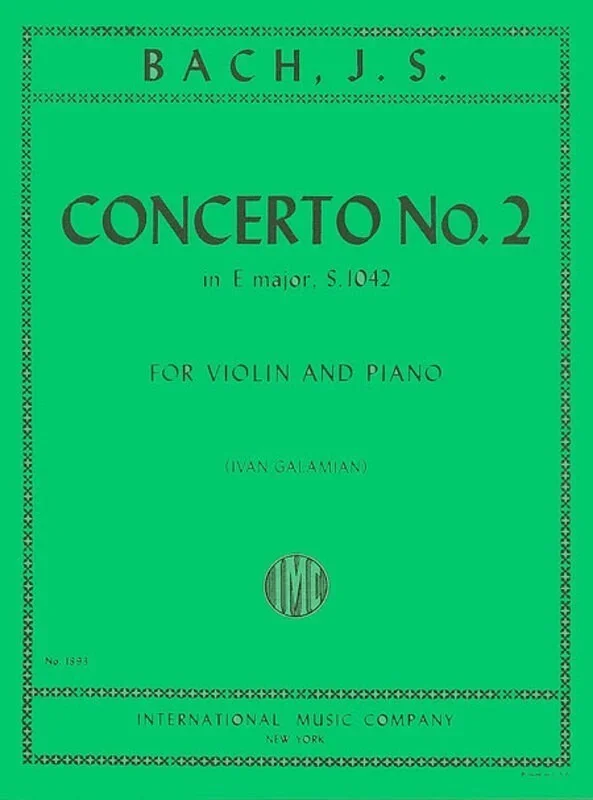 Concerto Bwv 1042 E Ed Galamian Violin/Piano (Softcover Book)