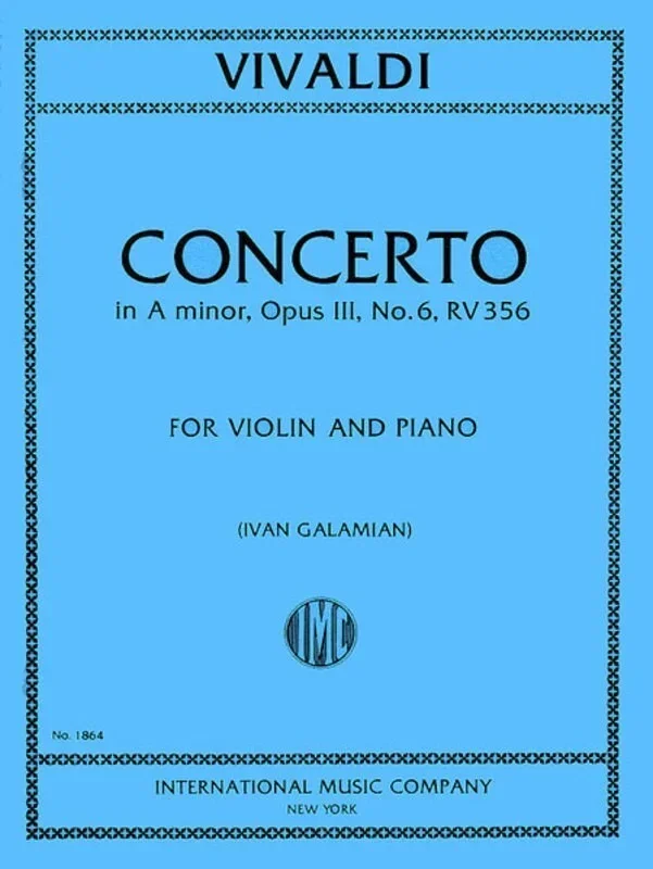 Concerto Op 3 No 6 A Min Rv 356 Violin/Piano (Softcover Book)