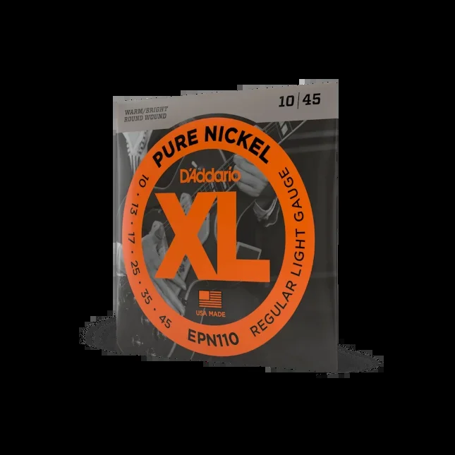 D’Addario 10-45 Regular Light, XL Pure Nickel Electric Guitar Strings