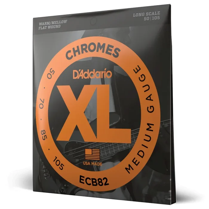 D’Addario ECB82 Chromes Bass Guitar Strings, Medium, 50-105, Long Scale
