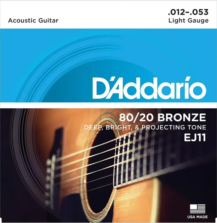 D’Addario EJ11 80-20 Bronze Acoustic Guitar Strings, Light, 12-53