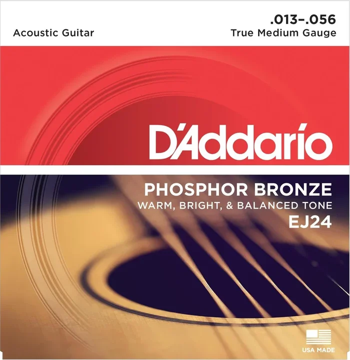 D’Addario EJ24 Phosphor Bronze Acoustic Guitar Strings, True Medium, 13-56