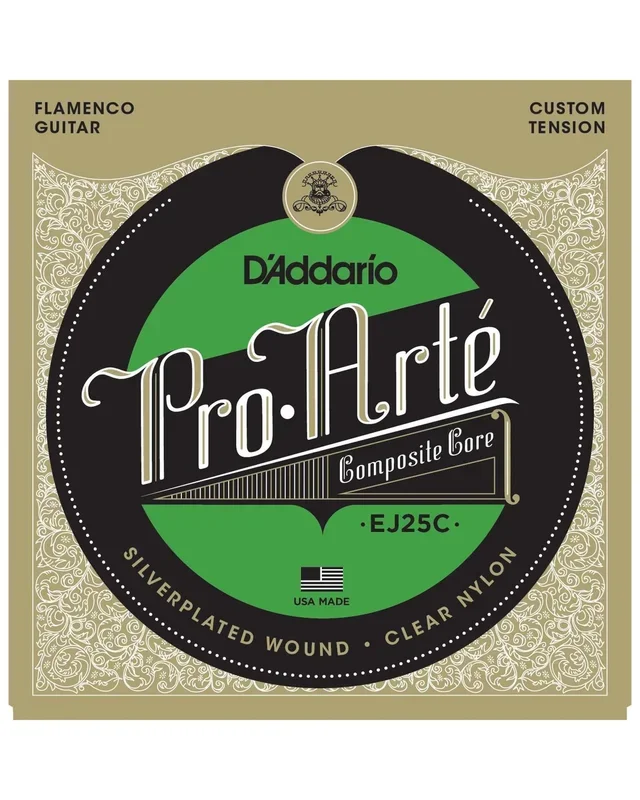D’Addario EJ25C Pro-Arte Silverplated Wound Clear Nylon Custom Tension Flamenco Guitar Strings
