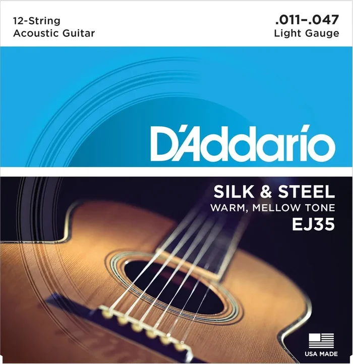 D’Addario EJ35 Silk & Steel 12-String Folk Guitar Strings, 11-47