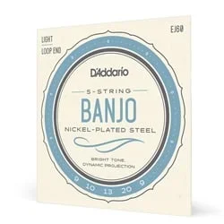 D’Addario EJ60 Light 09-20, 5-String Banjo Set, Nickel-Plated Steel