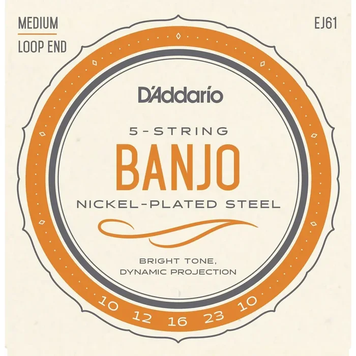 D’Addario EJ61 Nickel Plated Steel Medium Gauge 5-String Banjo Strings