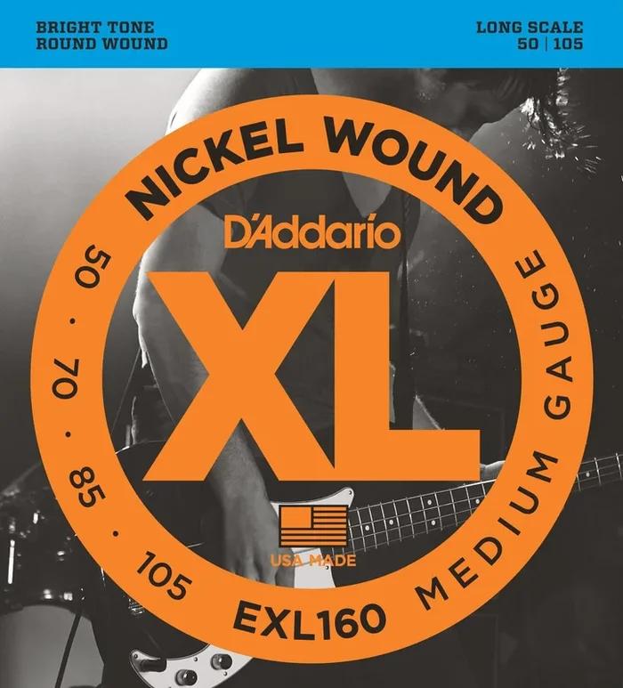 D’Addario EXL160 Nickel Wound Bass Guitar Strings, Medium, 50-105, Long Scale