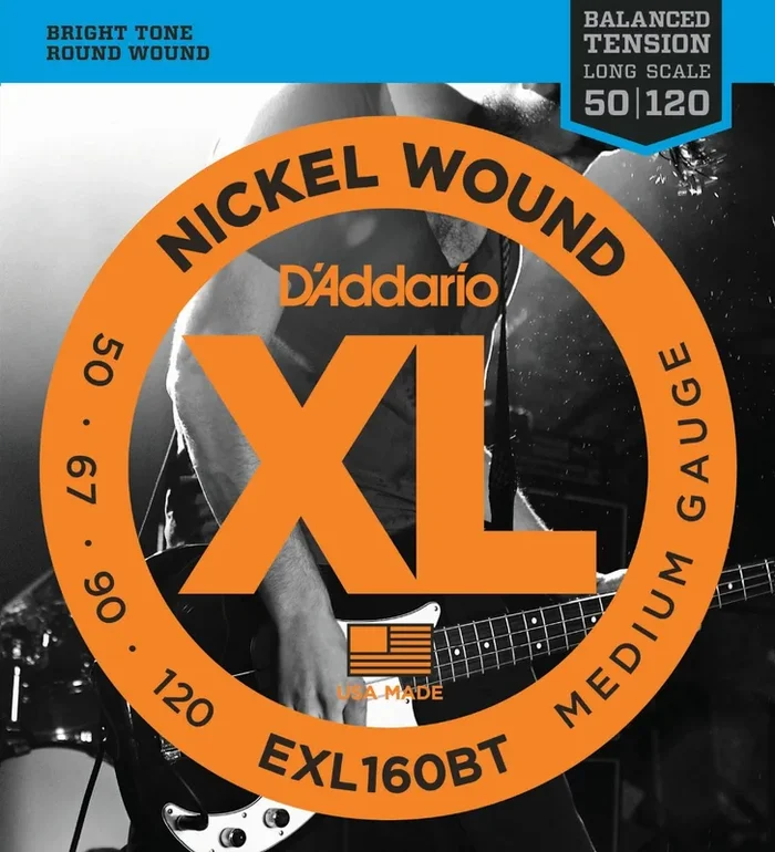 D’Addario EXL160BT Nickel Wound Bass Guitar Strings, Balanced Tension Medium, 50-120