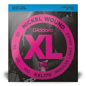 D’Addario EXL170 Nickel Wound Regular Light Gauge Long Scale Round Wound Bass Strings (4-string) 45-100