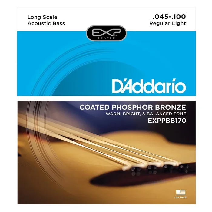 D’Addario EXPPBB170 Phosphor Bronze Coated Acoustic Bass Strings, Long Scale, 45-100