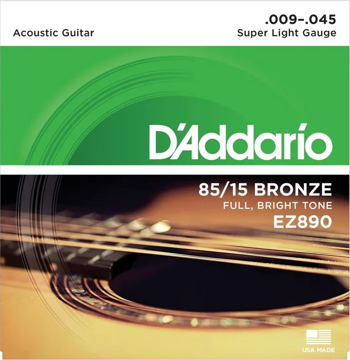 D’Addario EZ890 85-15 Bronze Acoustic Guitar Strings, Super Light, 9-45