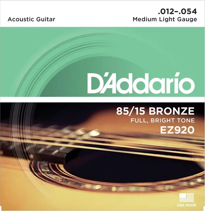 D’Addario EZ920 85-15 Bronze Acoustic Guitar Strings, Medium Light, 12-54