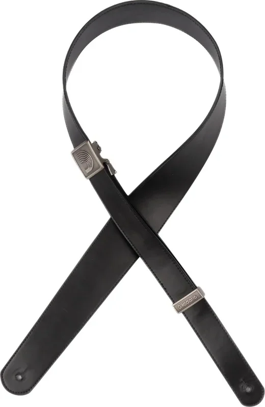 D’Addario Fast Track, Leather Guitar Strap – Black