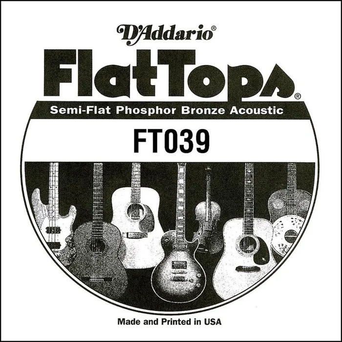 D’Addario FT039 Semi-Flat Phosphor Bronze Acoustic Guitar Single String, .039
