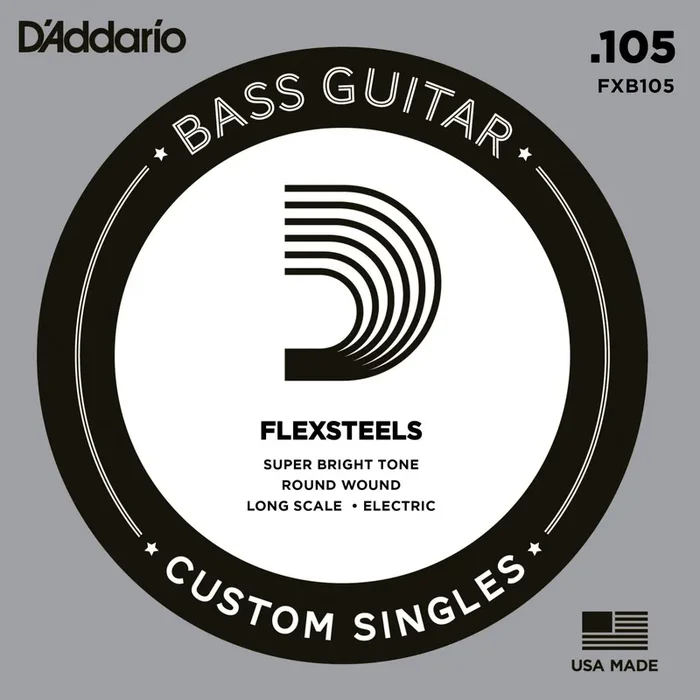 D’Addario FXB105 FlexSteels Bass Guitar Single String, Long Scale, .105