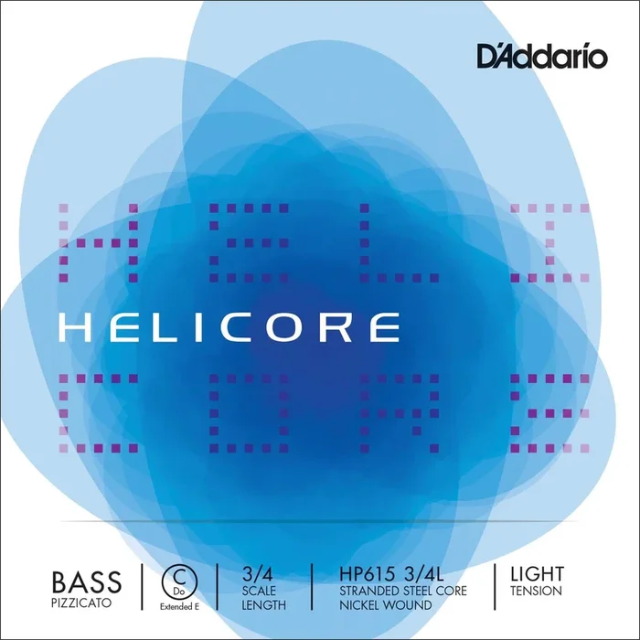 D’Addario Helicore Pizzicato Bass Single C (Extended E) String, 3/4 Scale, Light Tension