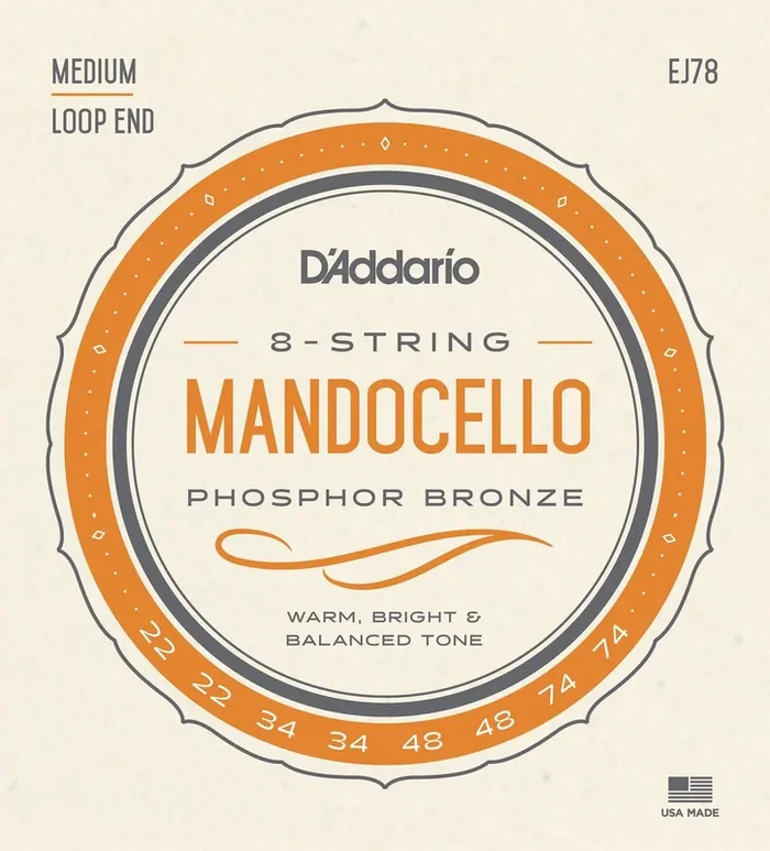 D’Addario J78 Phosphor Bronze Mandocello Strings, 22-74