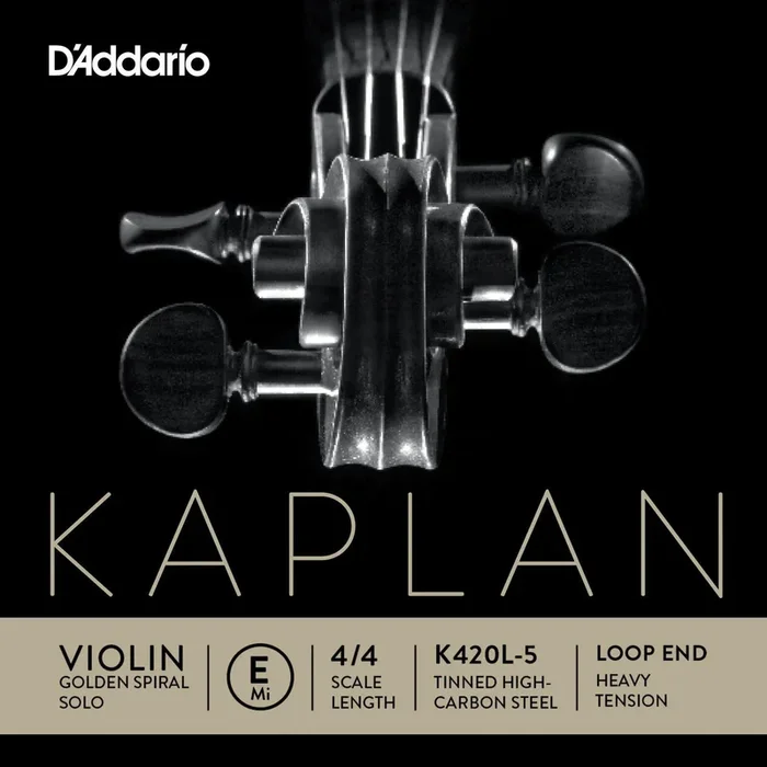 D’Addario Kaplan Golden Spiral Solo Loop End Violin Single E String, 4/4 Scale, Heavy Tension