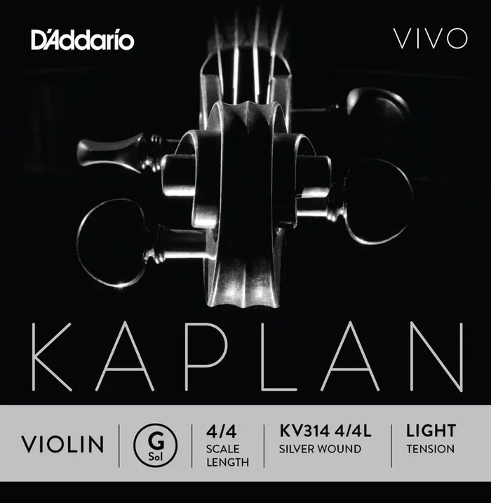 D’Addario Kaplan Vivo Violin G String, 4/4 Scale, Light Tension