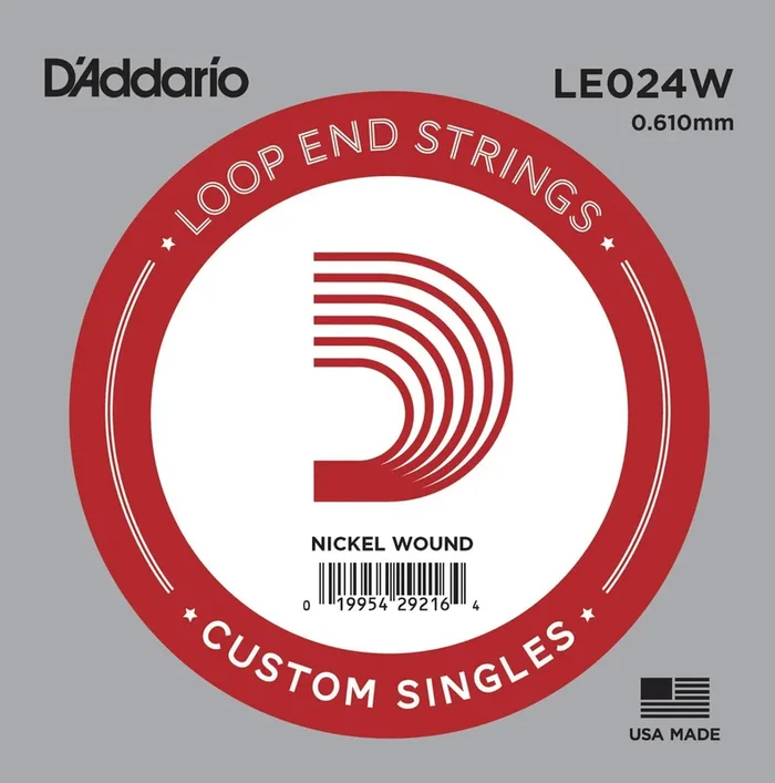 D’Addario LE024W Nickel Wound Loop End Single String, .024