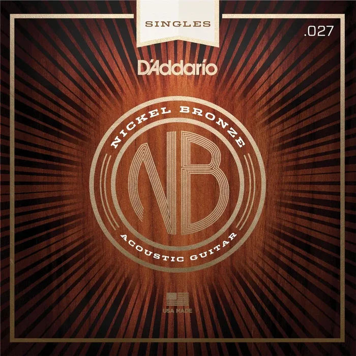 D’Addario NB027 Nickel Bronze Wound Acoustic Guitar Single String, .027