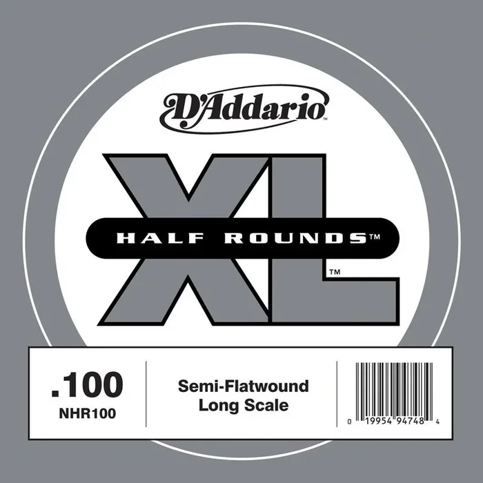 D’Addario NHR100 Half Round Bass Guitar Single String, Long Scale, .100