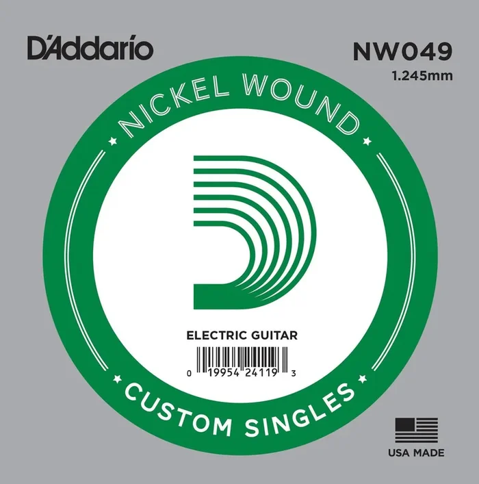 D’Addario NW049 Nickel Wound Electric Guitar Single String, .049