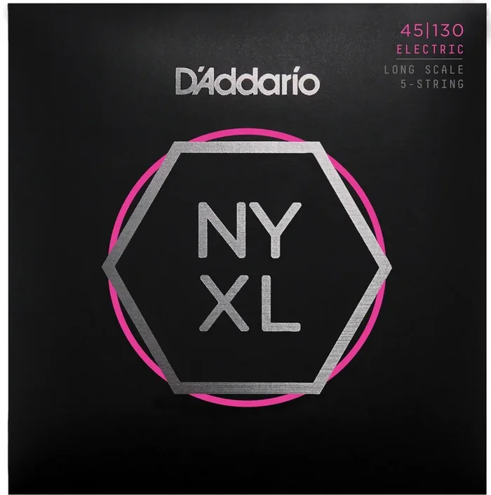 D’Addario NYXL45130 Nickel Wound Bass Guitar Strings, 5-string Regular Light, 45-130, Long Scale