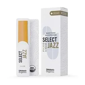 D’Addario Organic Select Jazz Baritone Saxophone Reeds – Strength 2 Hard (Filed) Box of 5