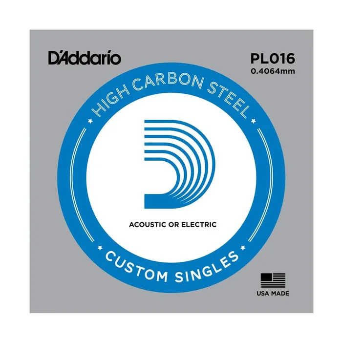 D’Addario PL016 Plain Steel Guitar Single String, .016